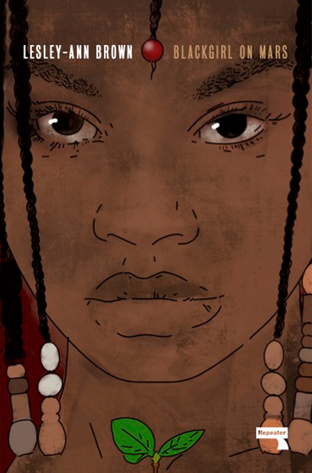 Book cover art for the March 2023 Bocas Book Bulletin featuring an illustration of a Black woman with plaited hair and text reading “Lesley-Ann Brown” and “Blackgirl on Mars.”